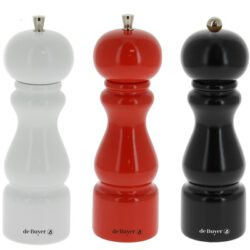 De Buyer Pfeffer- Salz- Gewürzmühle Rumba 20 cm aus farbig lackiertem Holz weiss, rot und schwarz