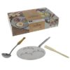 De Buyer 5612.03 MINERAL B ELEMENT Zeitloser Stahl Geschenk-Set Pfanne für 3 Blinis, Schöpflöffel und Holzspatel