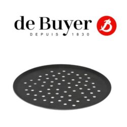 8137_De Buyer Rundes gelochtes Pizzablech Kuchenblech, Alu ANTIHAFT Choc- Töpfeboutique