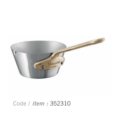 3523.10 Mauviel M minis Edelstahl konische Sauteuse mit Schnabel, Bronzegriff - www.toepfeboutique.de