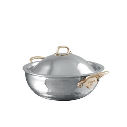 Mauviel 1830 M'elite B 3572 Runder bauchiger Topf Mehrschichtmaterial gehämmert, mit Kuppeldeckel, Bronzegriff - www.toepfeboutique.de