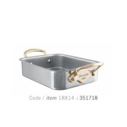 Mauviel M mini 3517.18 Kleine Bratreine Edelstahl 18 cm x 14 cm, Bronzegriffe