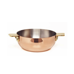 Mauviel_1830_Art_ déco_Kupferschüssel_rund_mit_asymmetrischen_ Bronzegriffen