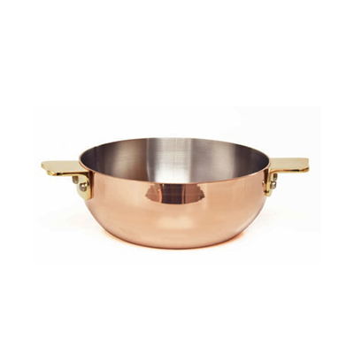 Mauviel_1830_Art_ déco_Kupferschüssel_rund_mit_asymmetrischen_ Bronzegriffen